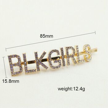 Pince à cheveux Mot/Slogan Diamante Strass Pavée Accessoires Bobby Pin - BLKGIRLS - Or Argent 8