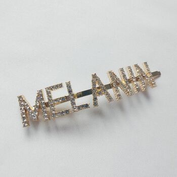 Barrette Mot/Slogan Diamante Strass Pavée Accessoires Bobby Pin - PDG - Gris Argent 9