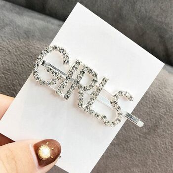 Pince à cheveux Mot/Slogan Diamante Strass Pavée Accessoires Bobby Pin - BBYGIRL - Gris Argent 7