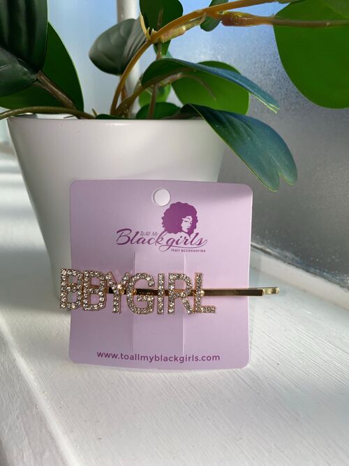 Word/Slogan Hair Clip Diamante Rhinestone Paved Accessories Bobby Pin - BBYGIRL - Gold Silver
