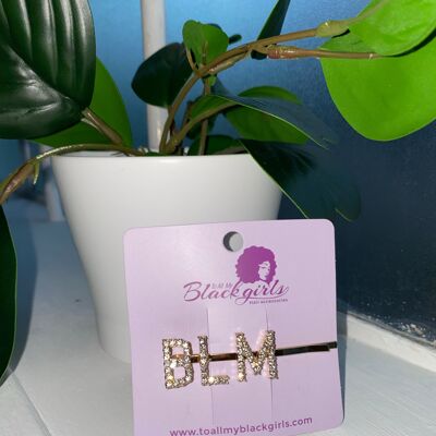 Word/Slogan Hair Clip Diamante Rhinestone Paved Accessories Bobby Pin - BLM - Gold Silver