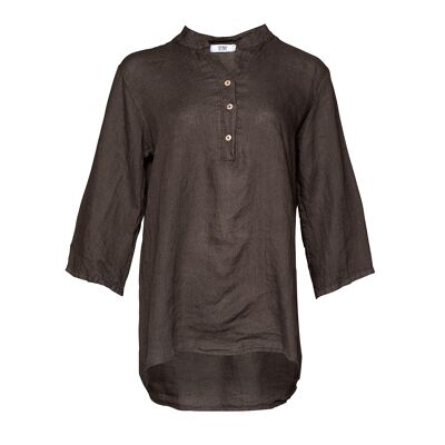17661, Shirt, Linen Dark Brown