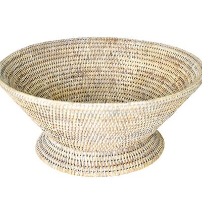 Altesse, large fruit bowl in limed white rattan