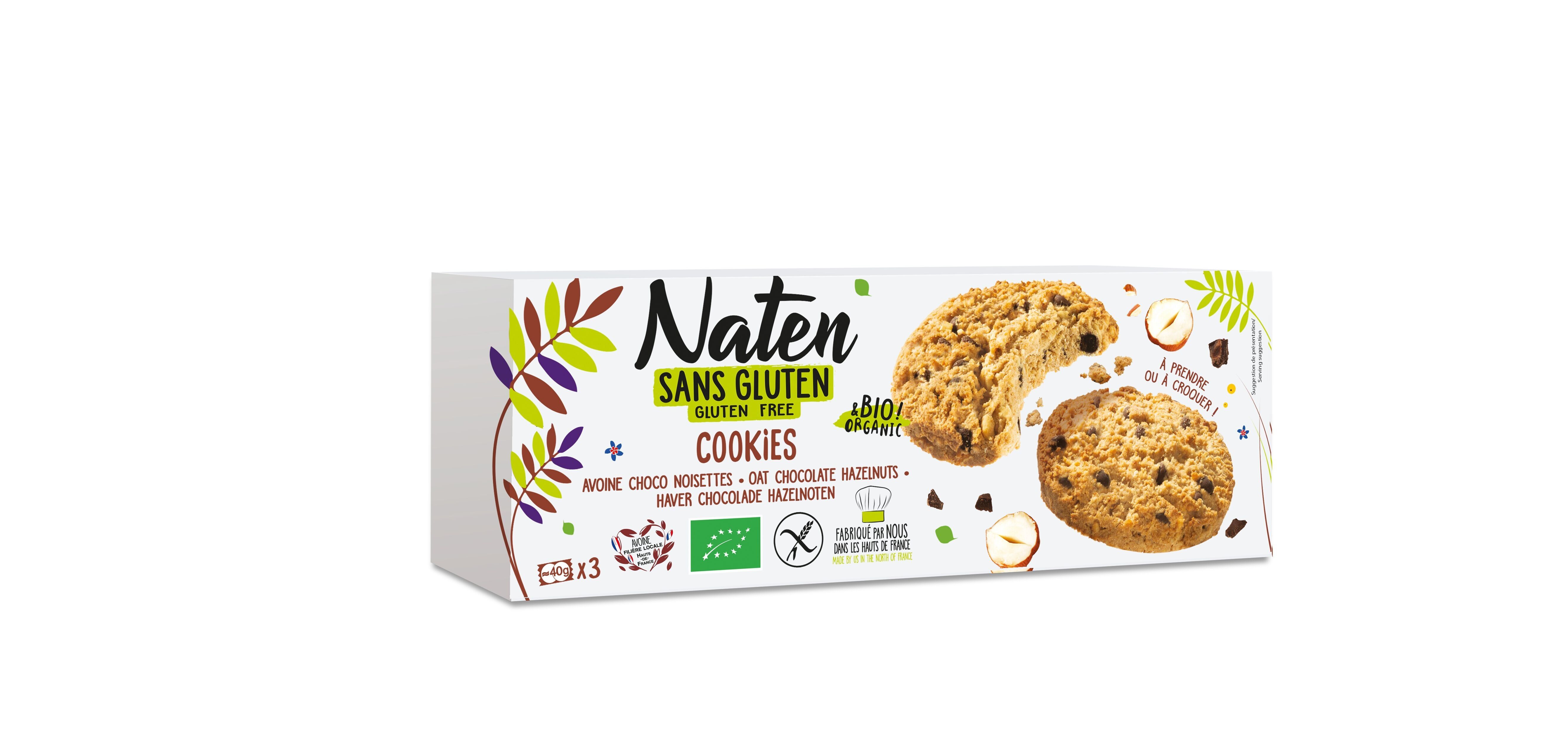 Gluten-free chocolate hazelnut oatmeal cookies 120g Naten
