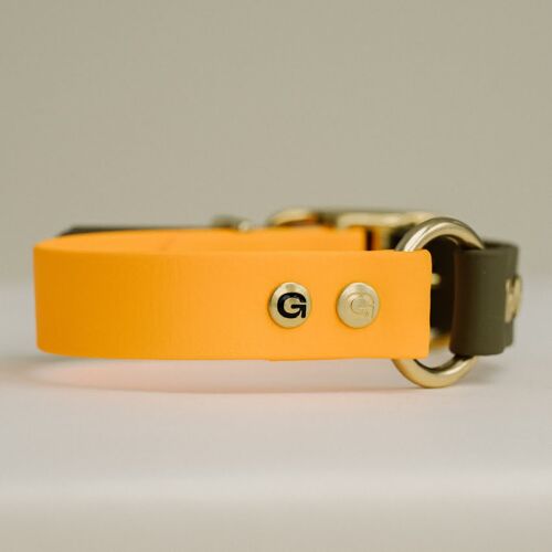 GULA Dog Collar - Orange & Olive Green  (20mm width)