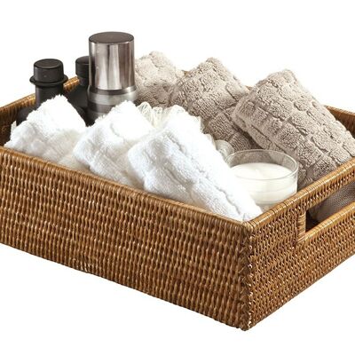 Honey rattan dressing drawer basket