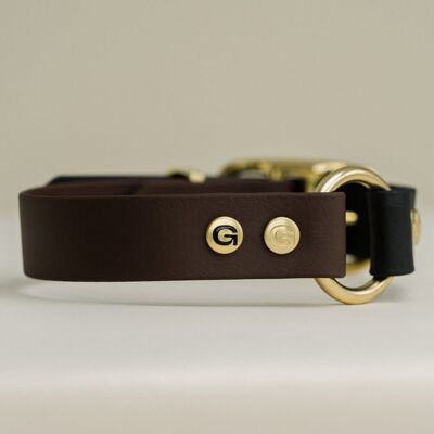 GULA Dog Collar - Brown & Black - 20mm - XS