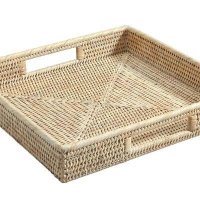 Padang square tray, honey rattan