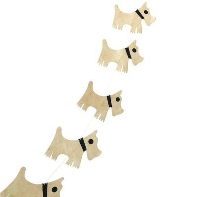 nachhaltige Girlande mit Hunden aus umweltfreundlichem Papier – cremefarben – handgefertigt in Nepal – Hundegirlande