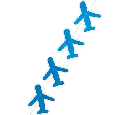 sustainable garland with airplanes made of environmentally friendly paper - royal blue - handmade in Nepal - airplane garland