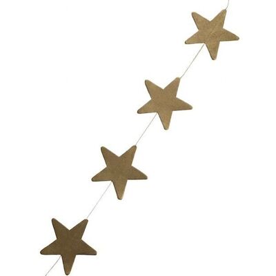 sustainable garland with gold stars made of environmentally friendly paper - gold - handmade in Nepal - star garland gold