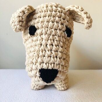 chien durable Bobby en coton - blanc cassé - crocheté à la main au Népal - crochet gros chien 3