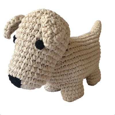 sustainable dog Bobby made of cotton - off-white - hand crocheted in Nepal - crochet big dog