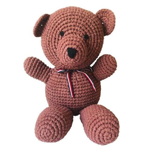 sustainable big bear Leena made of cotton - brown - hand crocheted in Nepal (incl. Donation) - crochet big bear terra