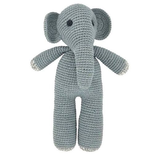 sustainable elephant Max made of organic cotton - cuddly toy - grey - handmade in Nepal - crochet toy elephant