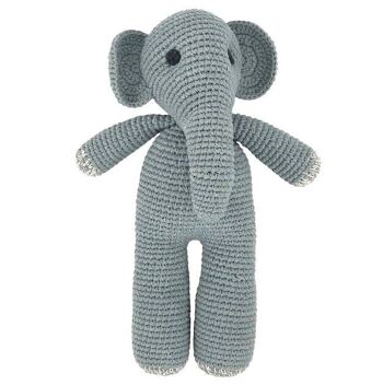éléphant durable Max en coton biologique - peluche - gris - fait main au Népal - éléphant jouet au crochet 1