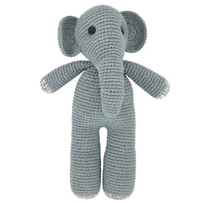 sustainable elephant Max made of organic cotton - cuddly toy - grey - handmade in Nepal - crochet toy elephant