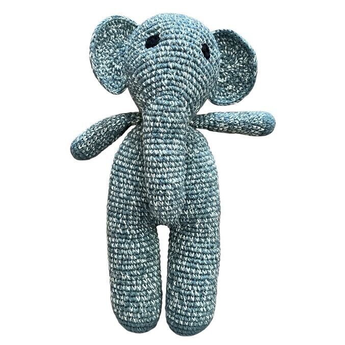 Éléphant durable Max - gris - peluche - en coton biologique - crocheté à la main au Népal