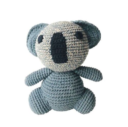 sustainable koala Tommy made of organic cotton - cuddly toy - grey - handmade in Nepal - crochet toy koala