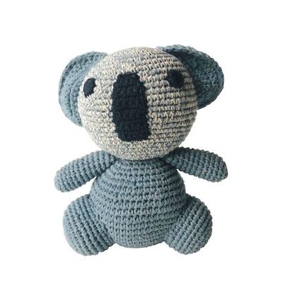 sustainable koala Tommy made of organic cotton - cuddly toy - gray - handmade in Nepal - crochet toy koala