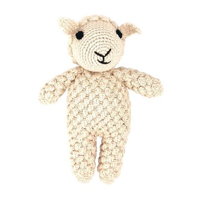 agneau durable Dolly en coton biologique - mouton câlin - blanc cassé - crocheté à la main au Népal - agneau jouet au crochet