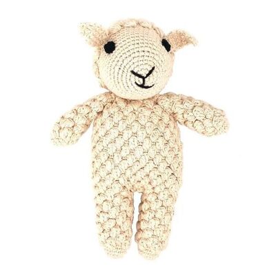 agneau durable Dolly en coton biologique - mouton câlin - blanc cassé - crocheté à la main au Népal - agneau jouet au crochet