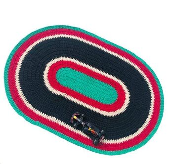napperon de piste de course durable - en coton biologique - noir - formule 1 - Népal crocheté à la main - tapis pour enfants au crochet 1