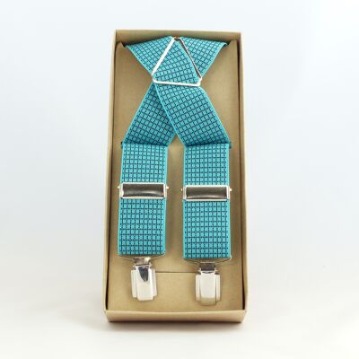 Turquoise checked elastic braces