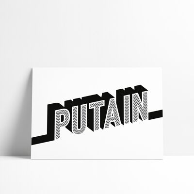 Postcard PUTAIN - Collection of swear words and insults from the French language