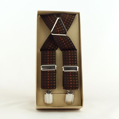 Brown checked elastic braces
