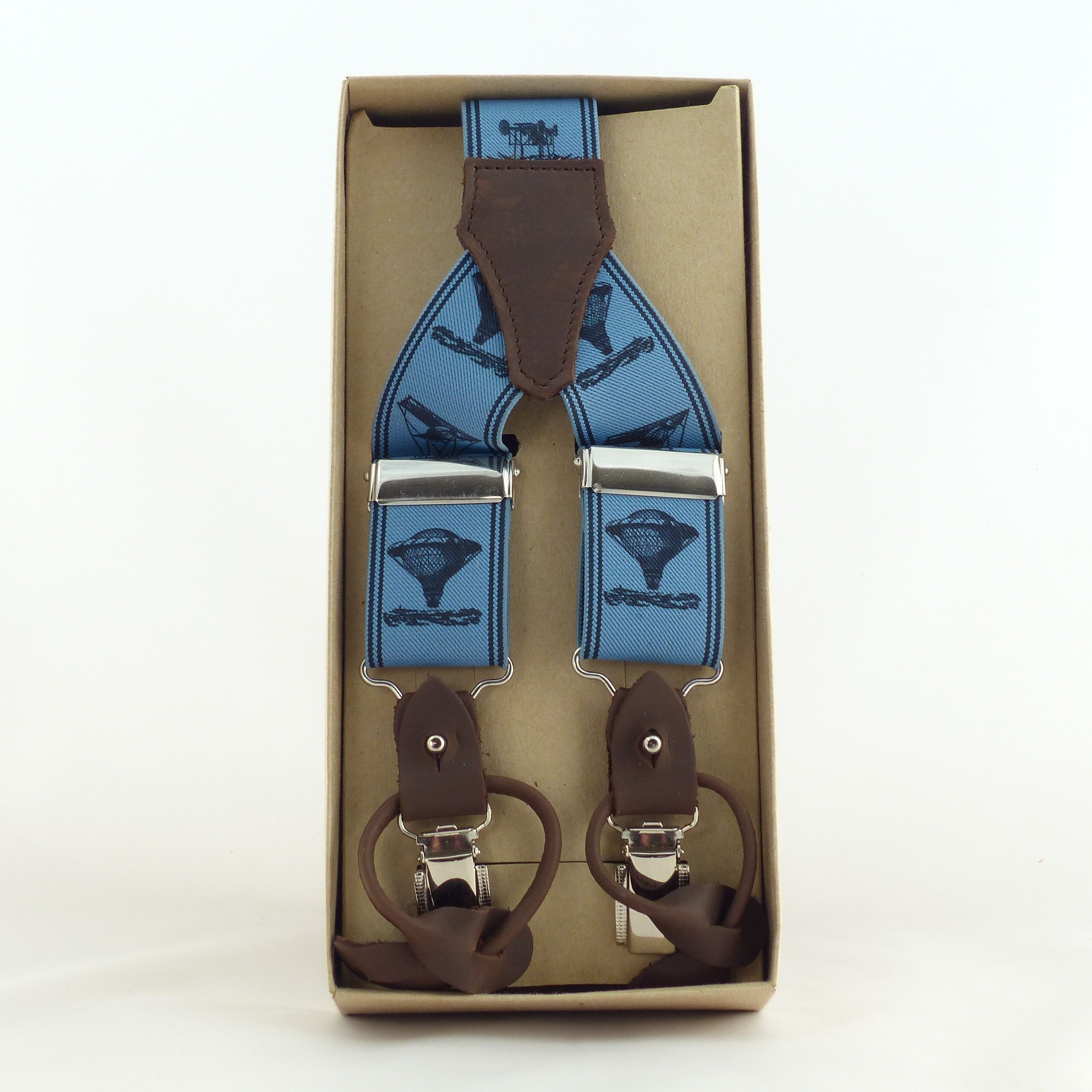 Bretelle elastiche vintage blu aeronautico