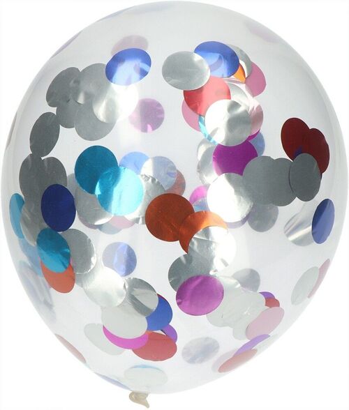 Ballonnen met Meerkleurige Folie Confetti 30cm - 4 stuks