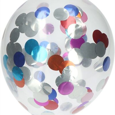 Ballonnen met Meerkleurige Folie Confetti 30cm - 4 stuks