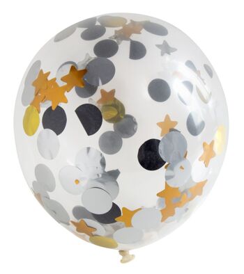 Ballons à pois et confettis étoiles 30cm - 4 pièces
