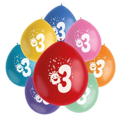 Ballonnen Color Pop Monsters 3 Jaar 23cm - 8 stuks