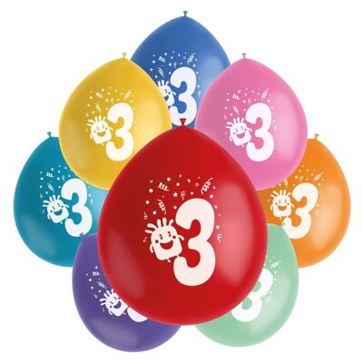 Ballonnen Color Pop Monsters 3 Jaar 23cm - 8 stuks