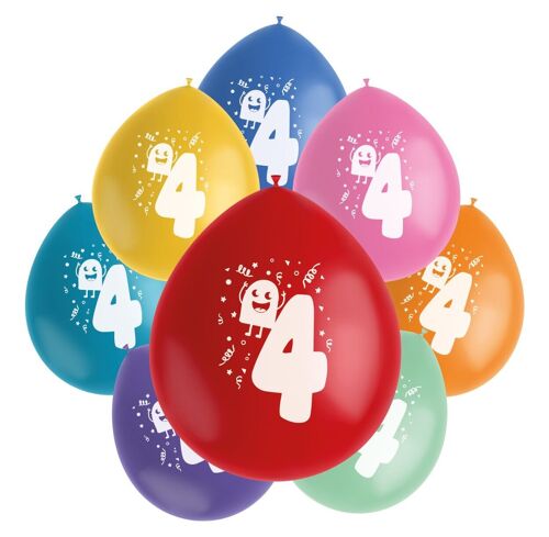 Ballonnen Color Pop Monsters 4 Jaar 23cm - 8 stuks
