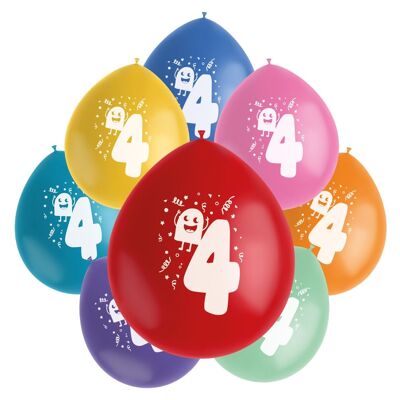 Ballonnen Color Pop Monsters 4 Jaar 23cm - 8 stuks