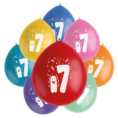 Ballonnen Color Pop Monsters 7 Jaar 23cm - 8 stuks