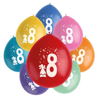 Ballonnen Color Pop Monsters 8 Jaar 23cm - 8 stuks