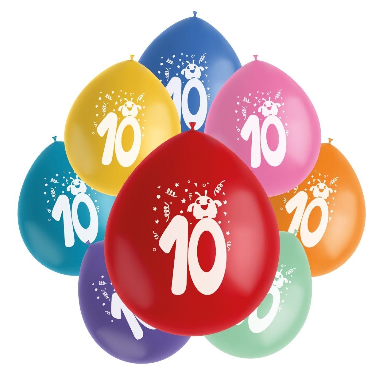 Ballons Color Pop Monstres 10 Ans 23cm - 8 pièces