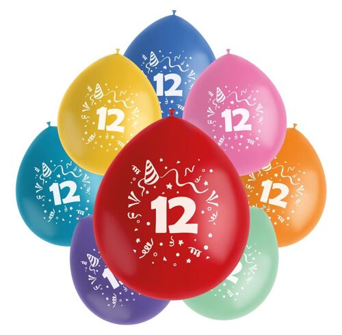 Ballonnen Color Pop 12 Jaar 23cm - 8 stuks