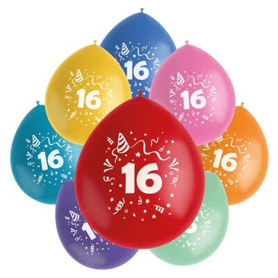 Ballonnen Color Pop 16 Jaar 23cm - 8 stuks