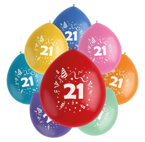 Ballonnen Color Pop 21 Jaar 23cm - 8 stuks