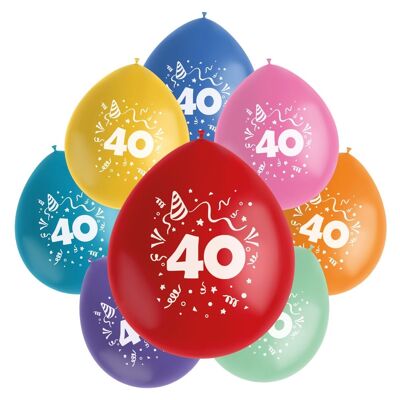 Ballonnen Color Pop 40 Jaar 23cm - 8 stuks
