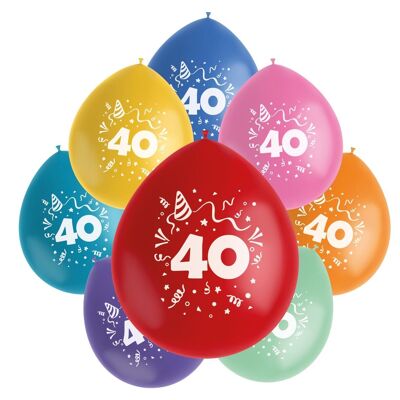Ballonnen Color Pop 40 Jaar 23cm - 8 stuks