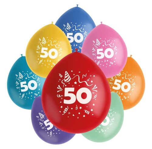Ballonnen Color Pop 50 Jaar 23cm - 8 stuks