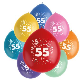 Ballons Color Pop 55 Ans 23cm - 8 pièces