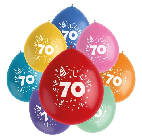 Ballonnen Color Pop 70 Jaar 23cm - 8 stuks