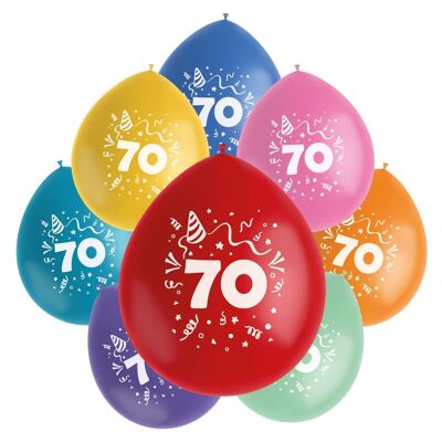 Ballonnen Color Pop 70 Jaar 23cm - 8 stuks